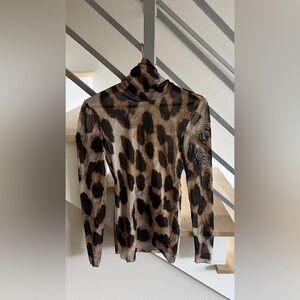 Ganni Leopard Print Top - Brown and Black